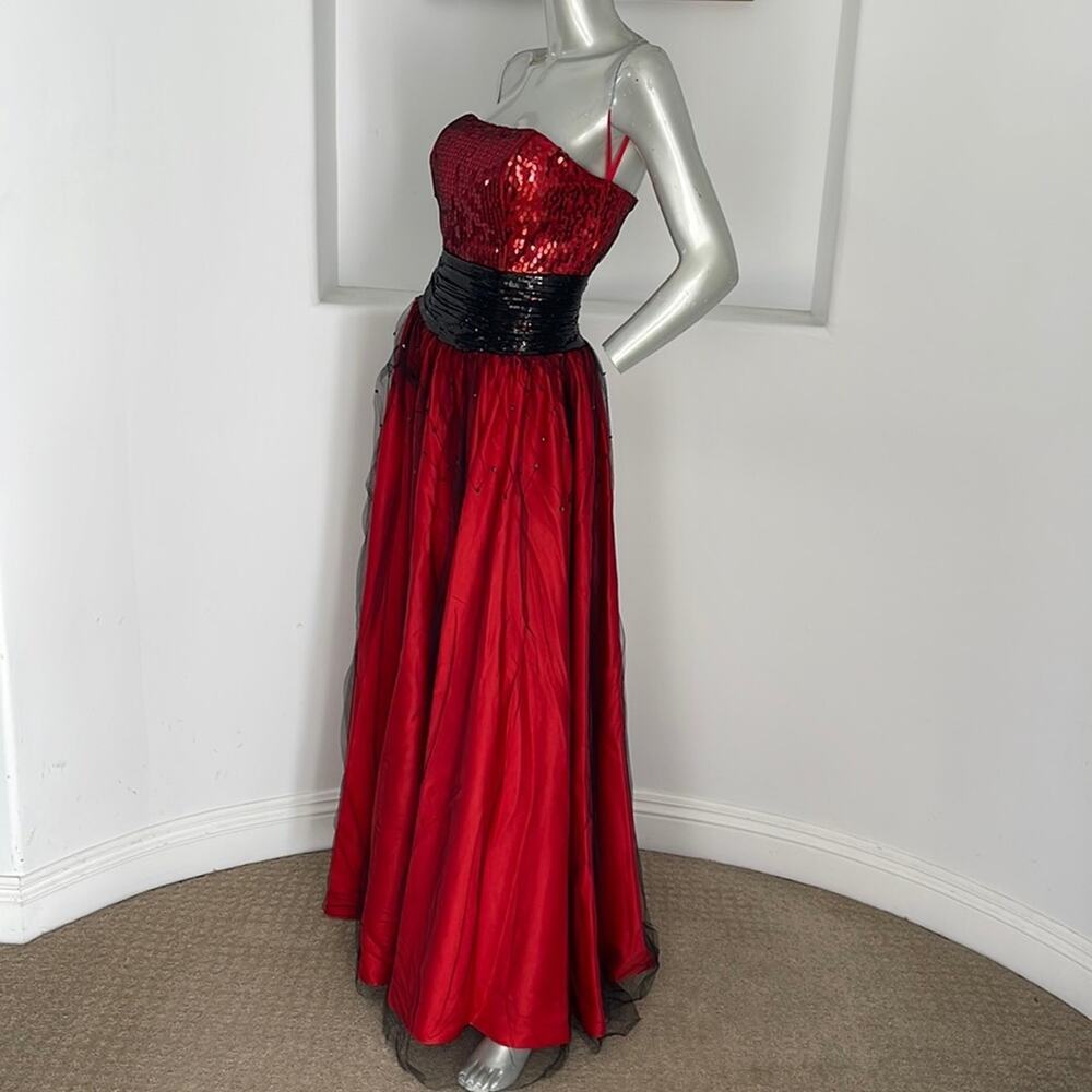 Amelia Couture Strapless Mesh /Sequined Dress - Picture 2 of 13